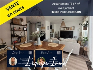 appartement à la vente -   32600  L'ISLE-JOURDAIN, surface 67,07 m2 vente appartement - APR654967